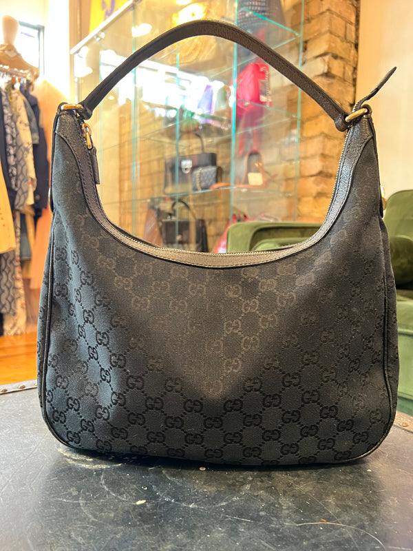 Gucci Black Monogram Canvas Shoulder Bag