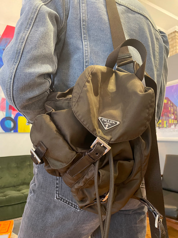 Prada Vintage Olive Nylon Backpack