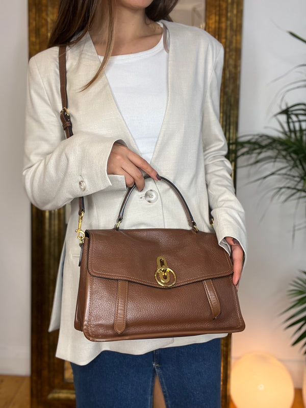 Mulberry Brown Leather Amberly Satchel