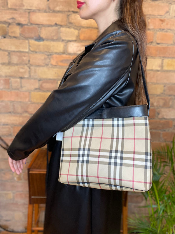 Burberry Checked Canvas Vintage Shoulder Bag