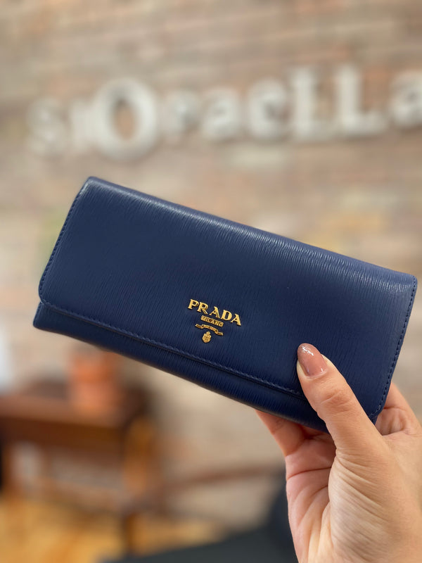 Prada Navy Saffiano Leather Wallet