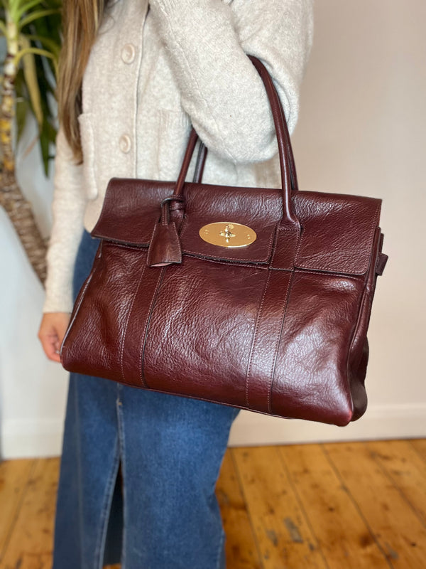 Mulberry Burgundy Leather Bayswater Tote