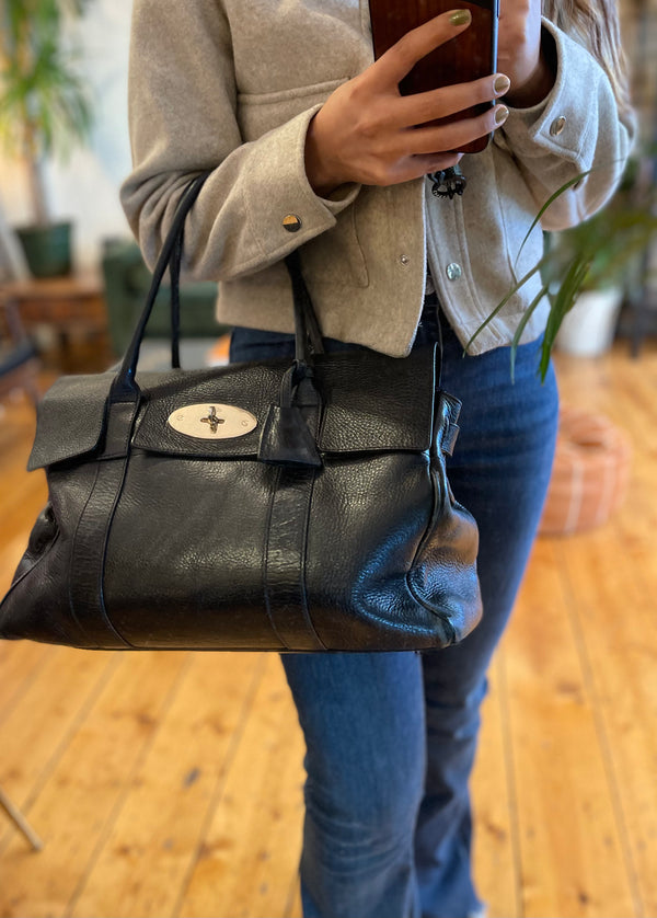 Mulberry Vintage Black Leather Bayswater Tote