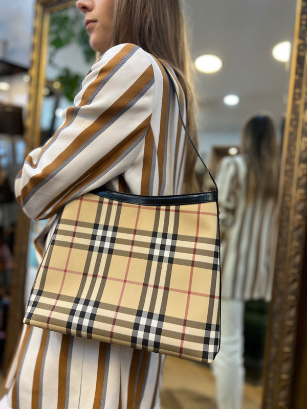 Burberry Checked Canvas Handbag