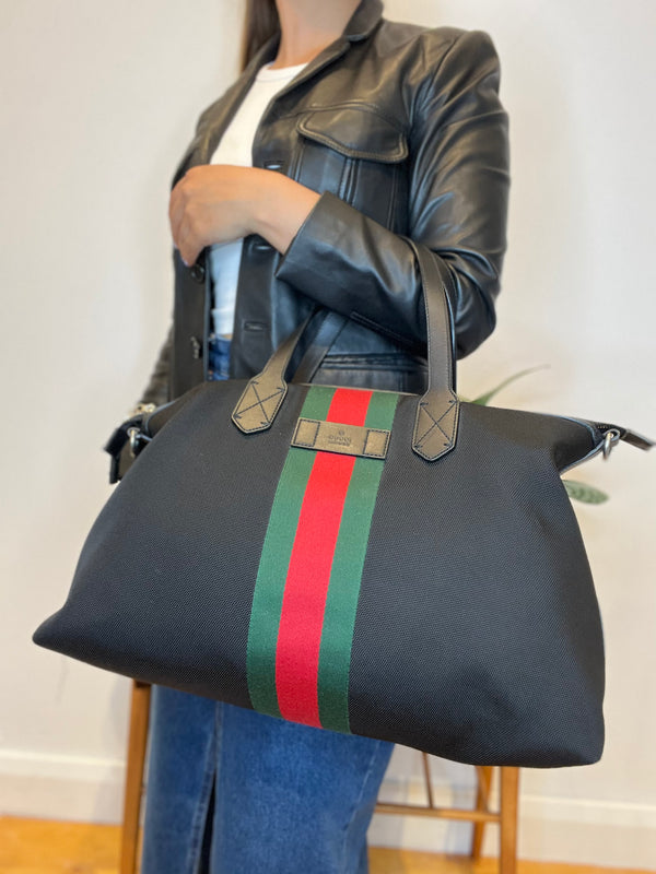 Gucci Black Canvas Luggage Tote