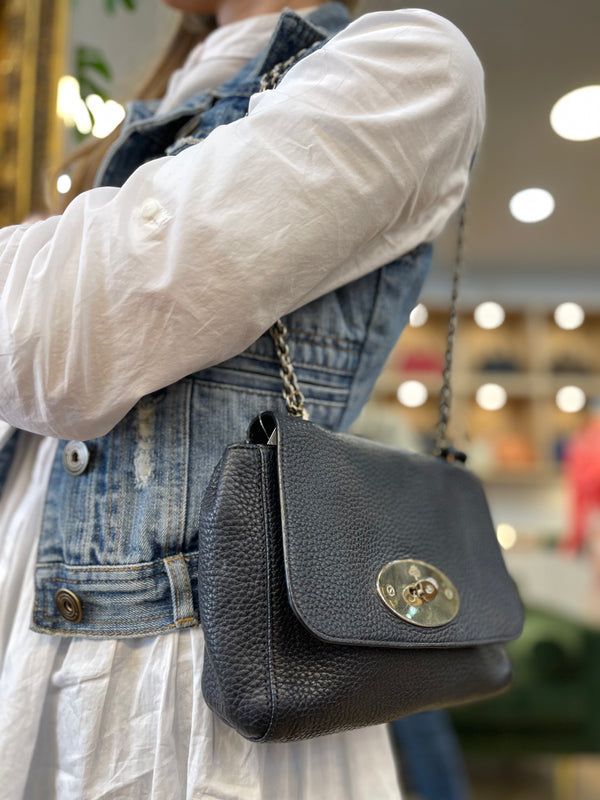 Mulberry Black Grained Leather Small Lily Crossbody