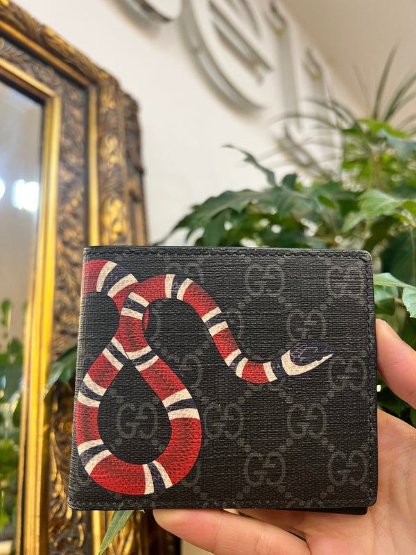 Gucci Monogram Canvas Snake Print Wallet