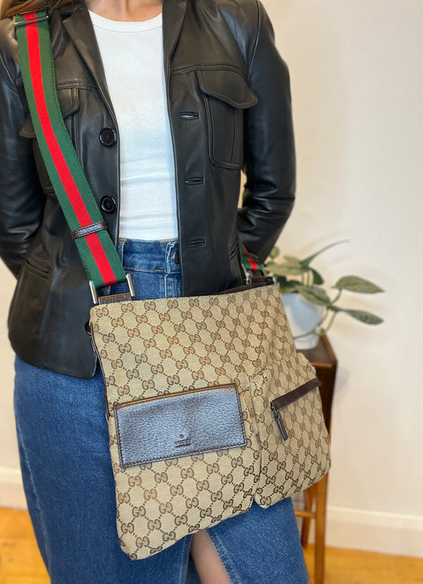 Gucci Monogram Canvas Crossbody Handbag