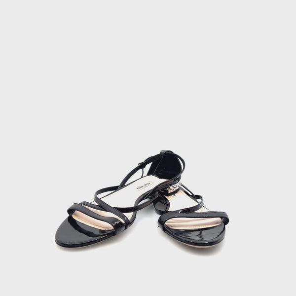 MiuMiu Black Leather Sandals - Size UK 7