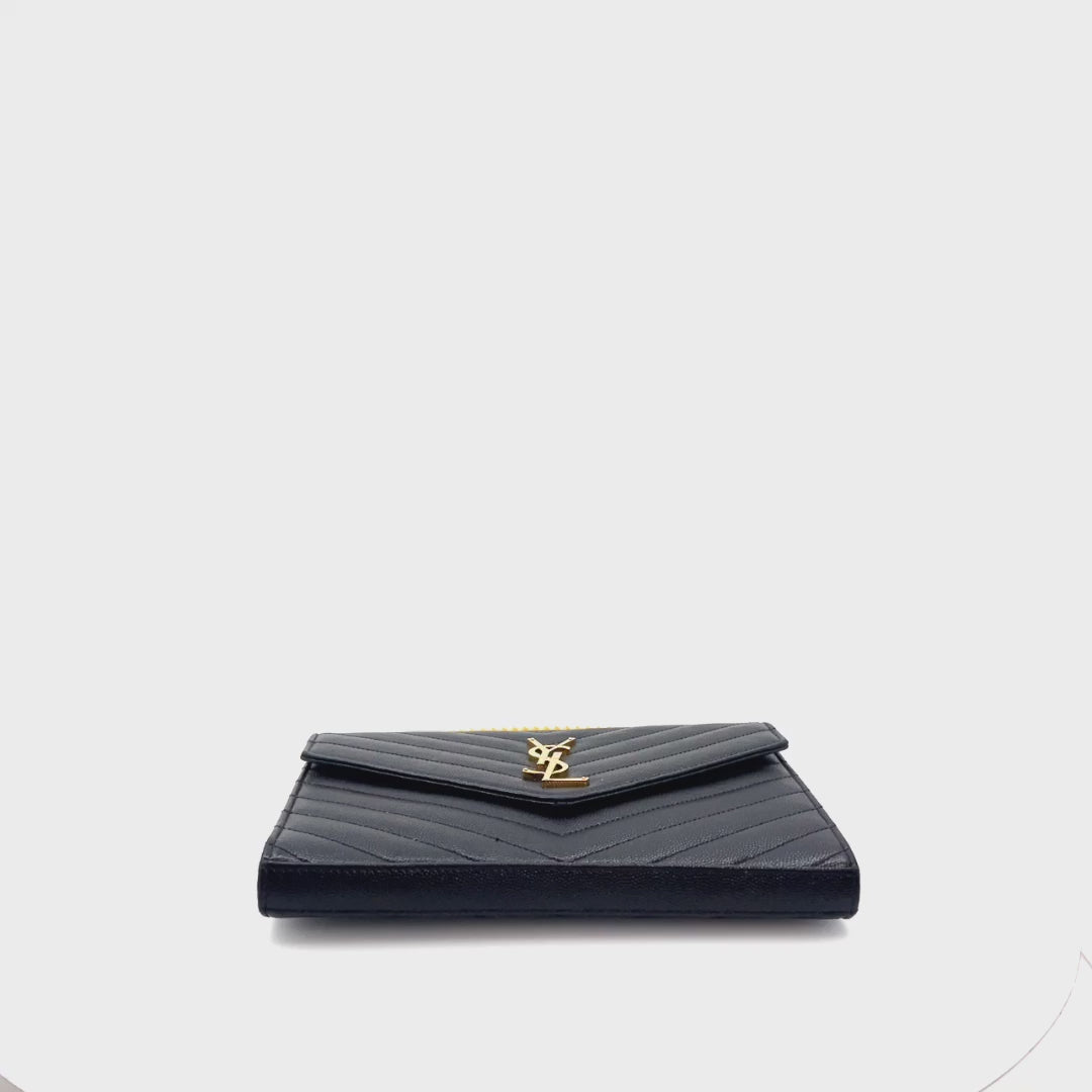 YSL Crossbody black & gold Chain Purse Evening Bag Clutch cosmetic pouch |  eBay