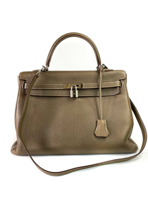 Hermes Taupe Togo Leather Kelly 35 - Siopaella Designer Exchange