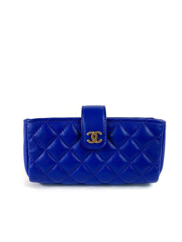 Chanel Blue Lambskin Leather Phone Holder/Pouch - As Seen on Instagram Live 12/07/20 - Siopaella Designer Exchange