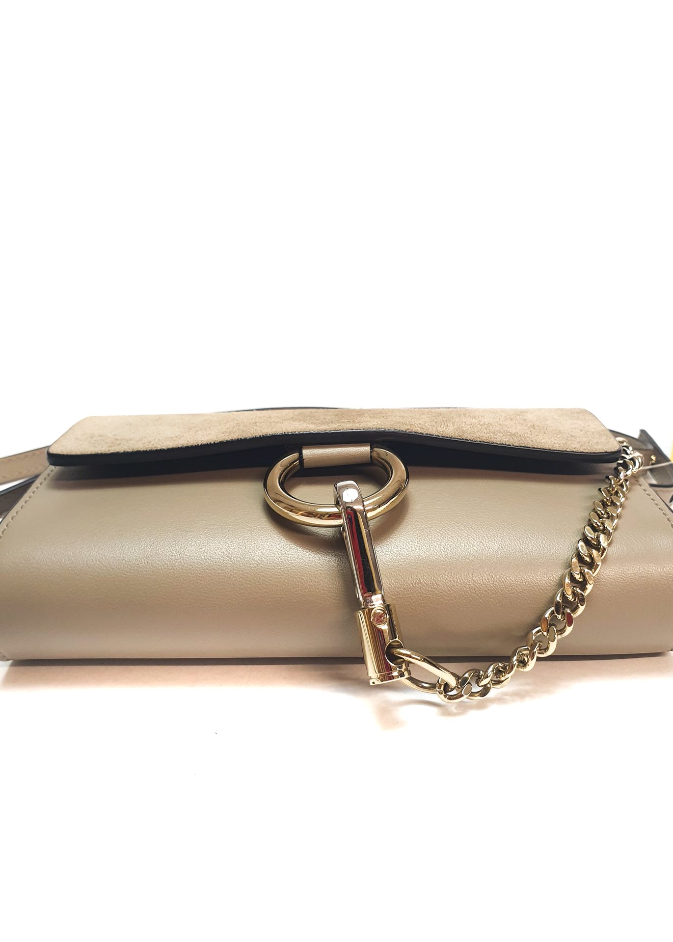 Chloe Taupe Leather Faye Mini Wallet on Chain Siopaella Designer Exchange