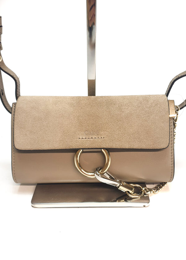 Chloe Taupe Leather “Faye” Mini Wallet on Chain - Siopaella Designer Exchange