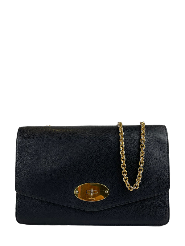 Mulberry Black Leather Large "Darly" Crossbody