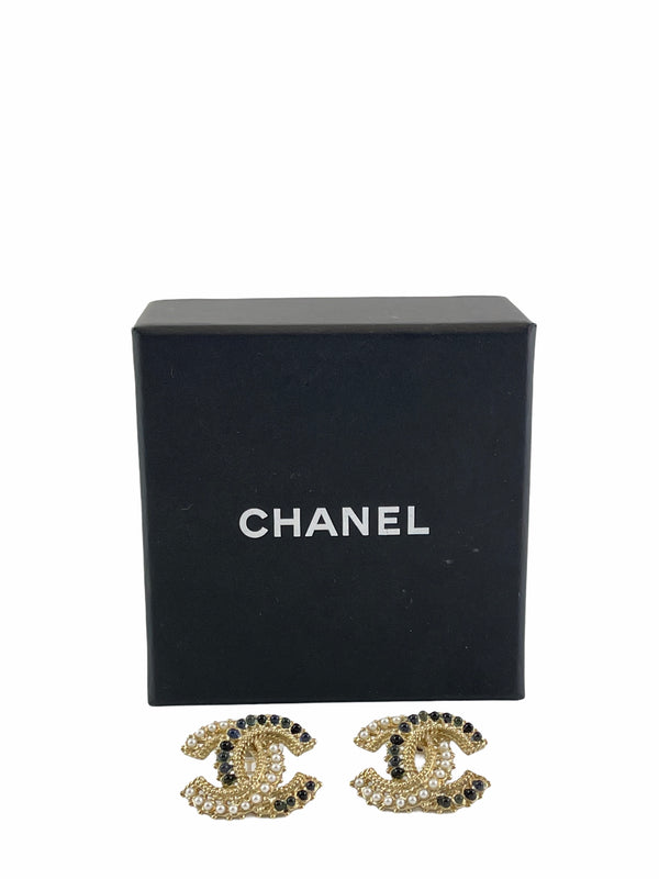 Chanel CC Goldtone Metal Filigree Earrings