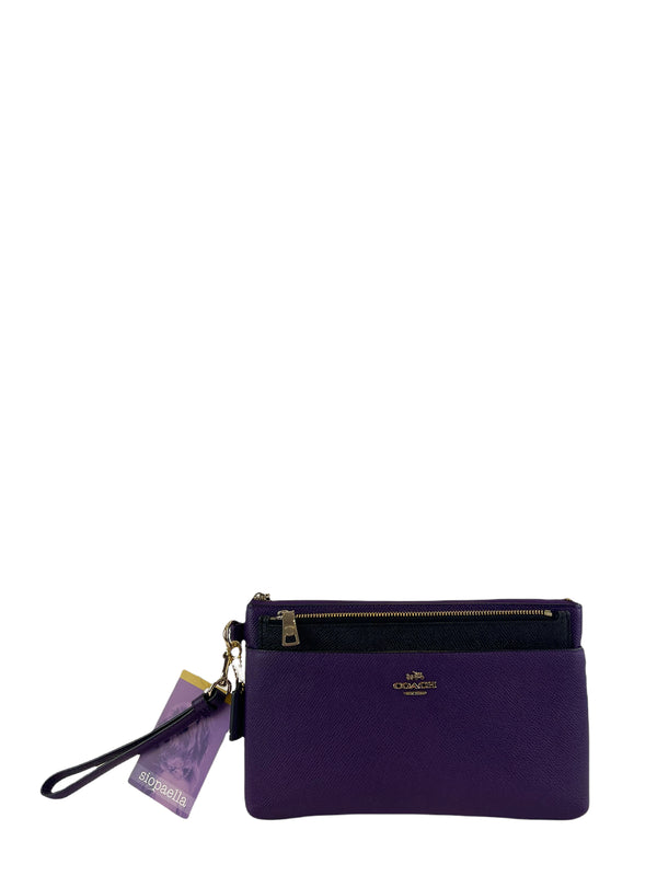 Coach Purple Grained Leather Clutch