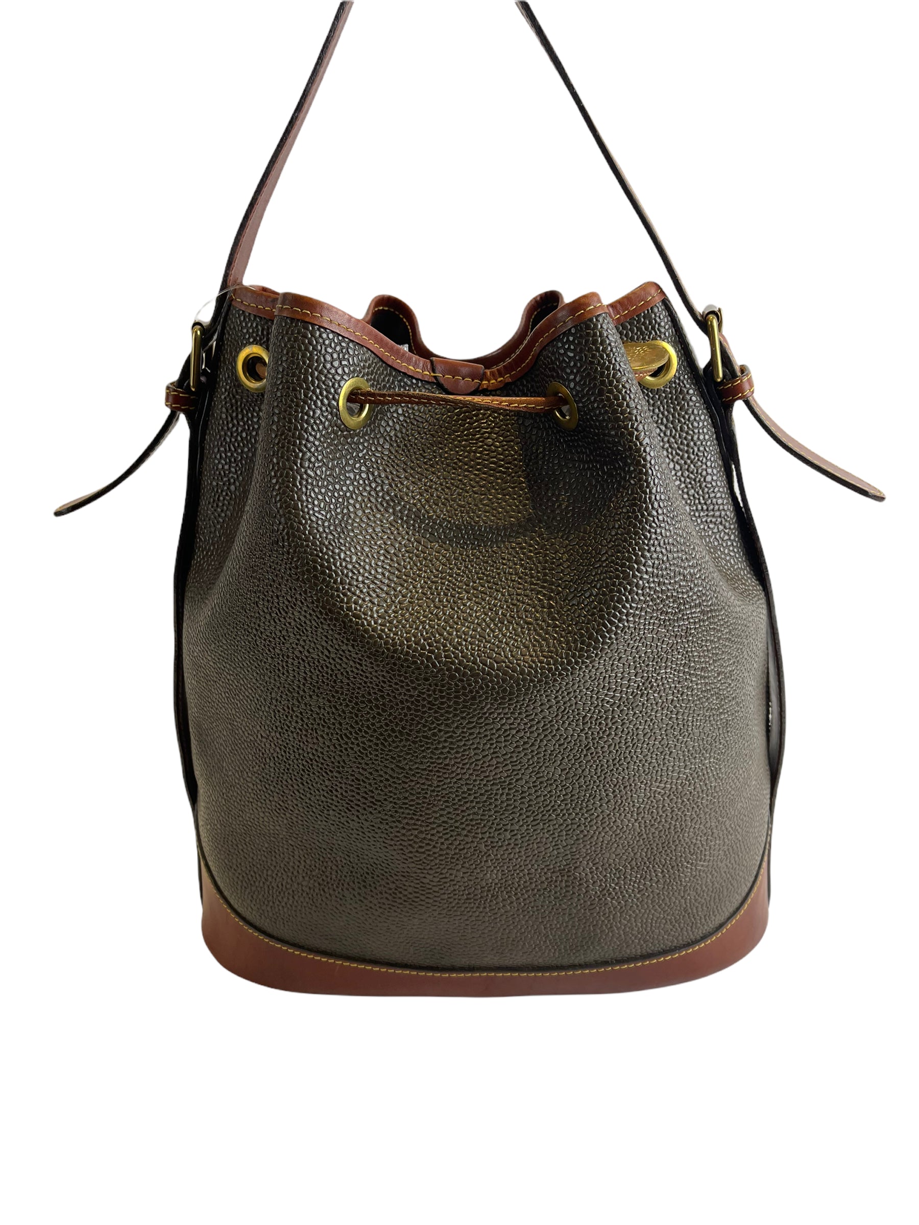 90's Vintage popular Mulberry luxury leather bucket bag in brunette