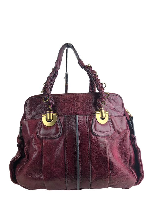 Chloe Cerise Distressed Effect Leather Tote