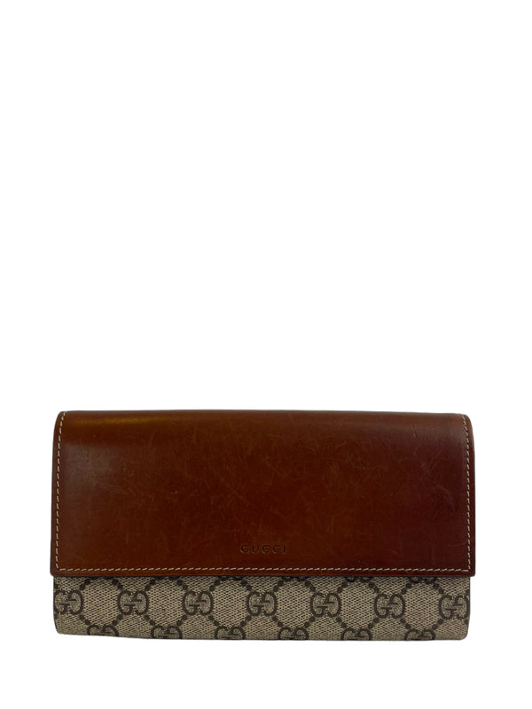 Gucci Brown Leather & Monogram Canvas Wallet