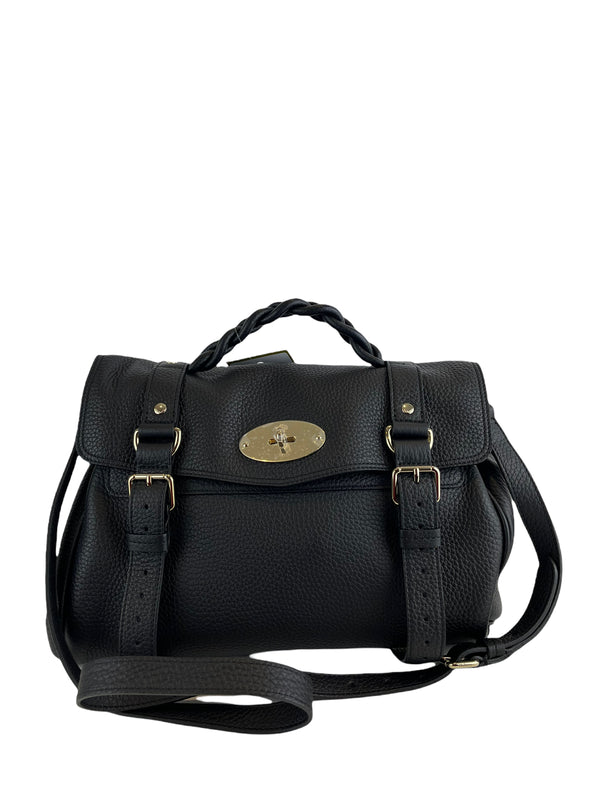 Mulberry Black Textured Leather "Alexa" Satchel