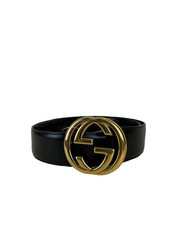 Gucci Black Leather "GG" Belt - Up to 28" Waist