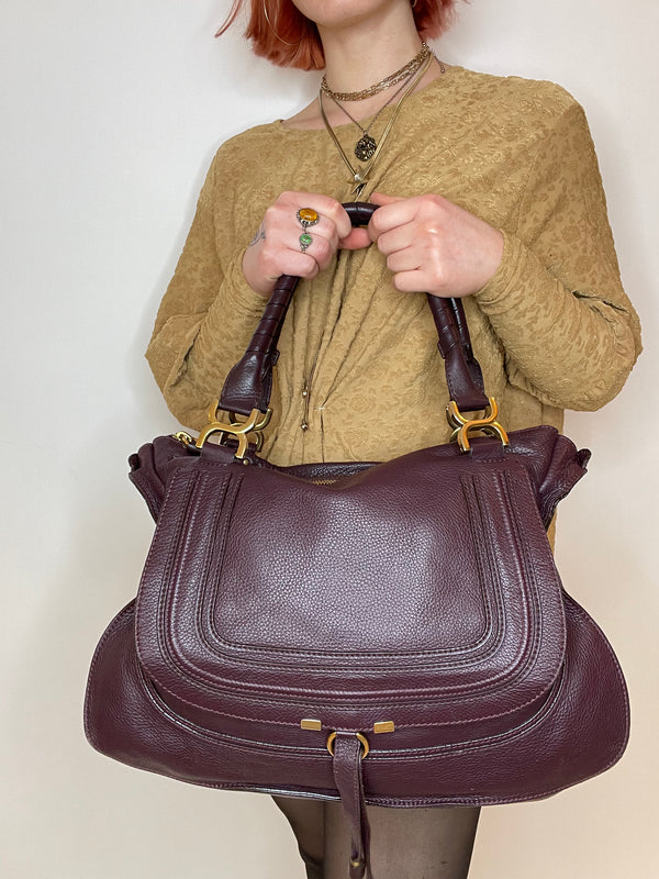 Chloé Maroon Leather “Marcie” Hobo