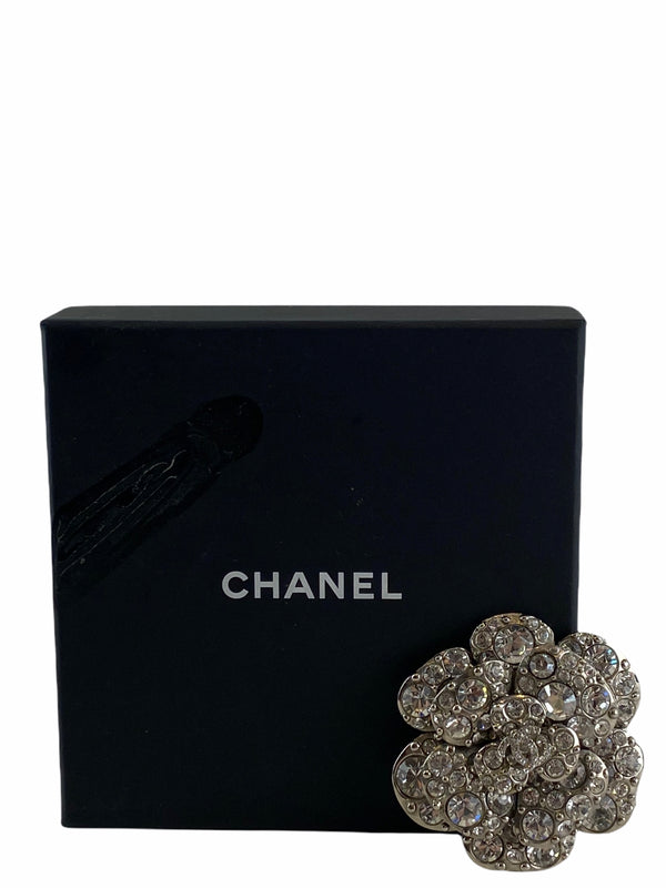 Chanel Silver Tone Faux Diamond Brooch