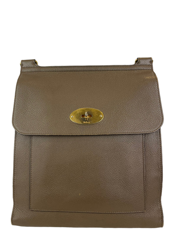 Mulberry Large Taupe Leather "Antony" Messenger