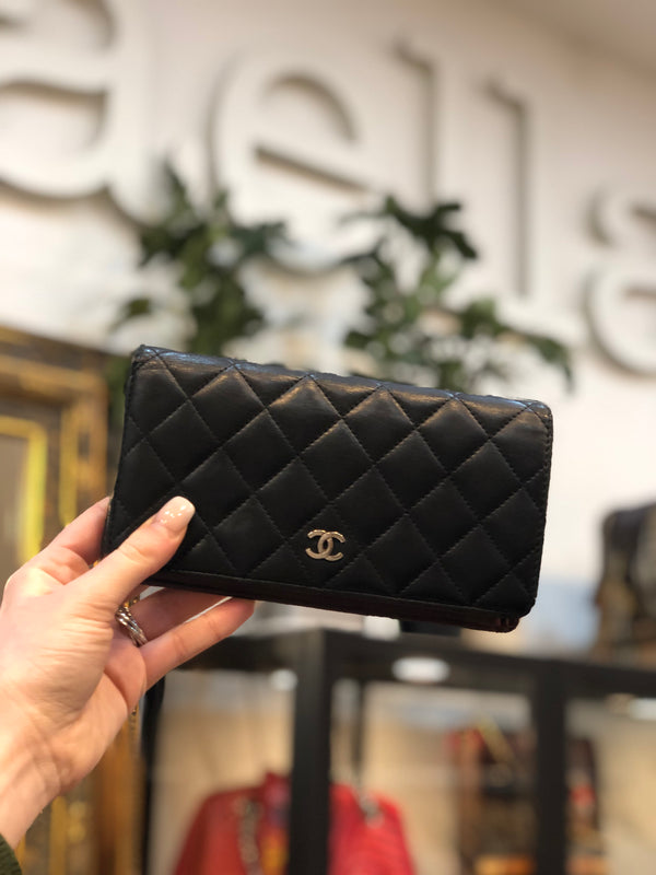 Chanel Black Lambskin Leather Wallet