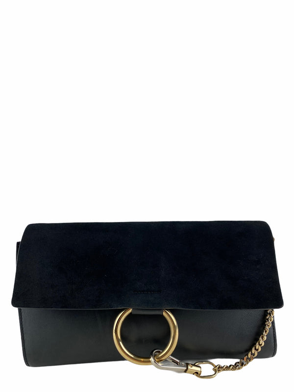 Chloe Black Suede and Leather  “Faye” Clutch