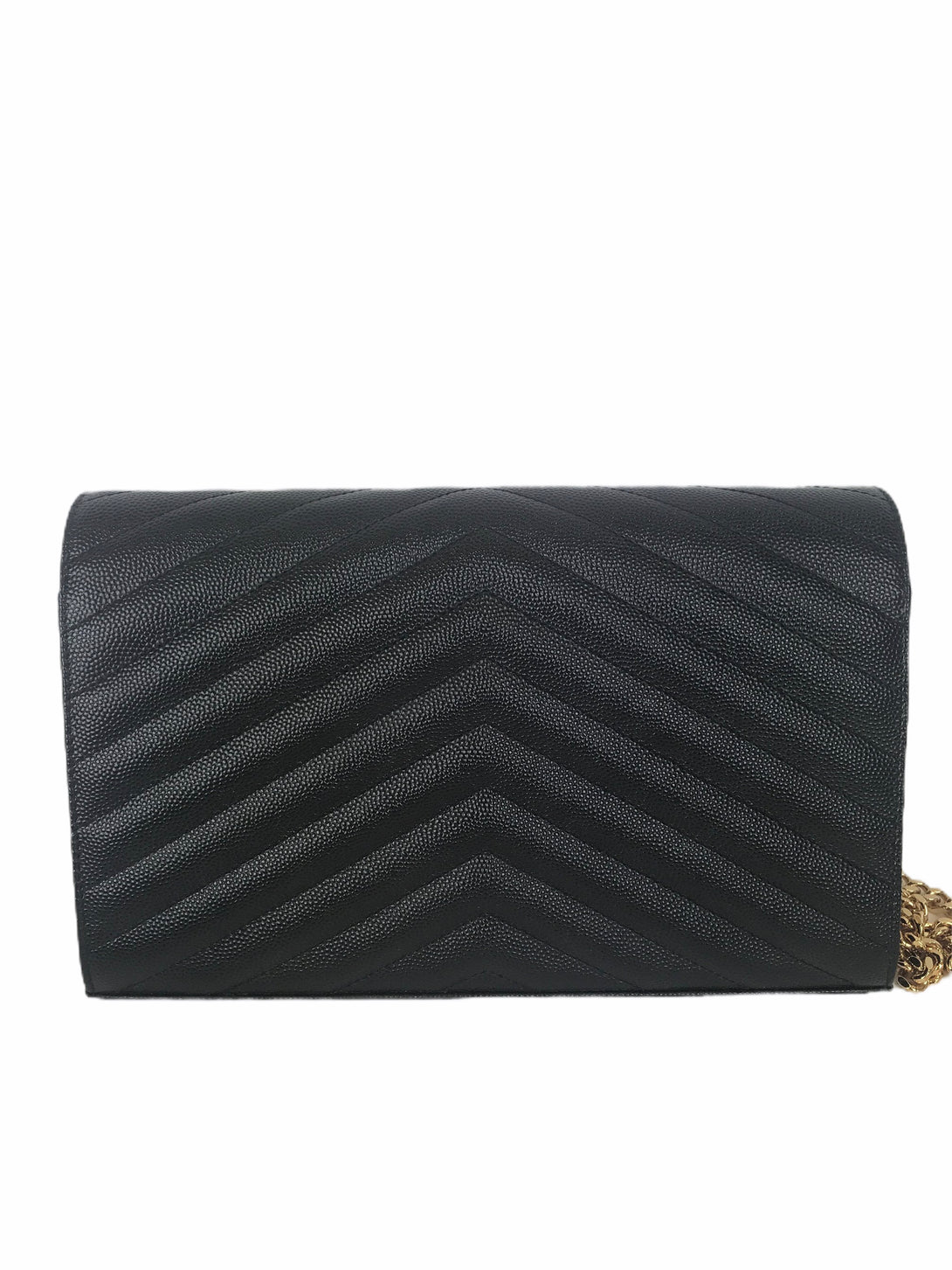 Saint Laurent Black Chevron Leather Wallet on Chain - As Seen on Instagram 16/08/2020 - Siopaella Designer Exchange