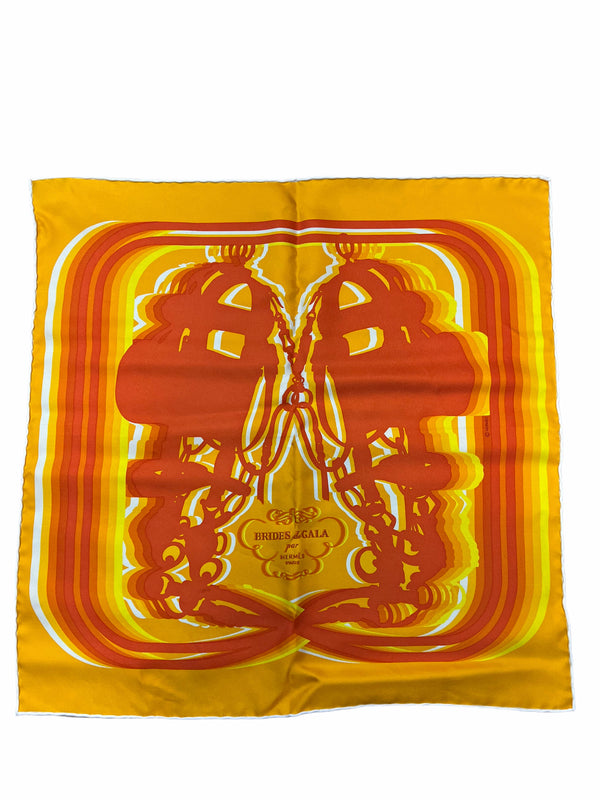 Hermès Orange Silk “Brides de Gala” Scarf