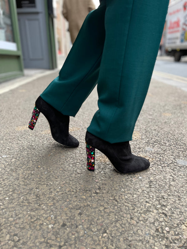 Jimmy Choo Black Suede Embellished Ankle Boots - UK 4 / EU 37.5