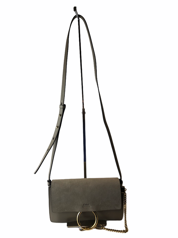 Chloe Motty Grey Leather & Suede Small "Faye" Crossbody - As seen on Instagram 14/03/21