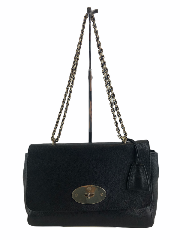 Mulberry Black Grained Leather Large Lily Crossbody