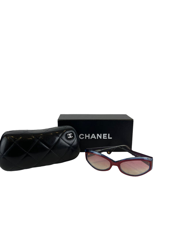 Chanel Burgundy & Blue Sunglasses