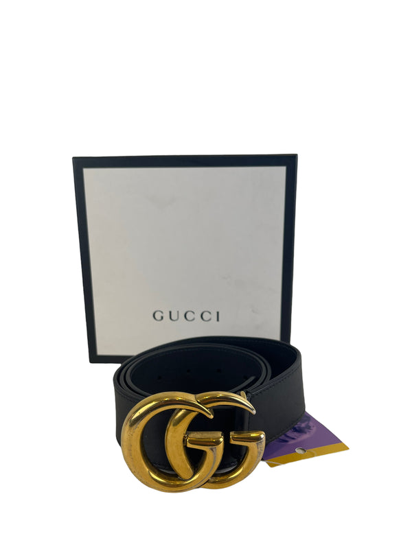 Gucci Black Leather "GG" Belt