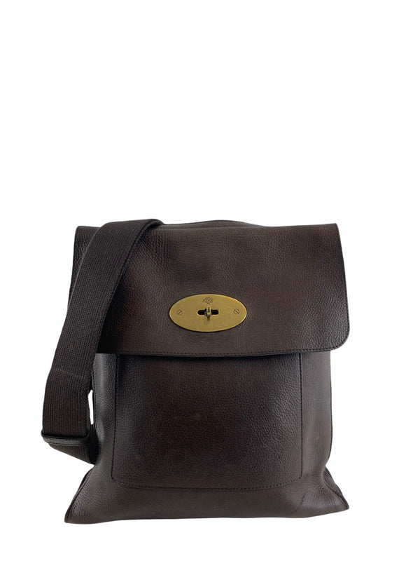 Mulberry Large Chocolate Brown Leather "Antony" Messenger