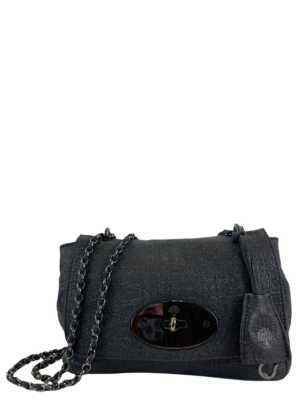 Mulberry Charcoal Sparkle Coated Leather Small ‘Lily’ Crossbody