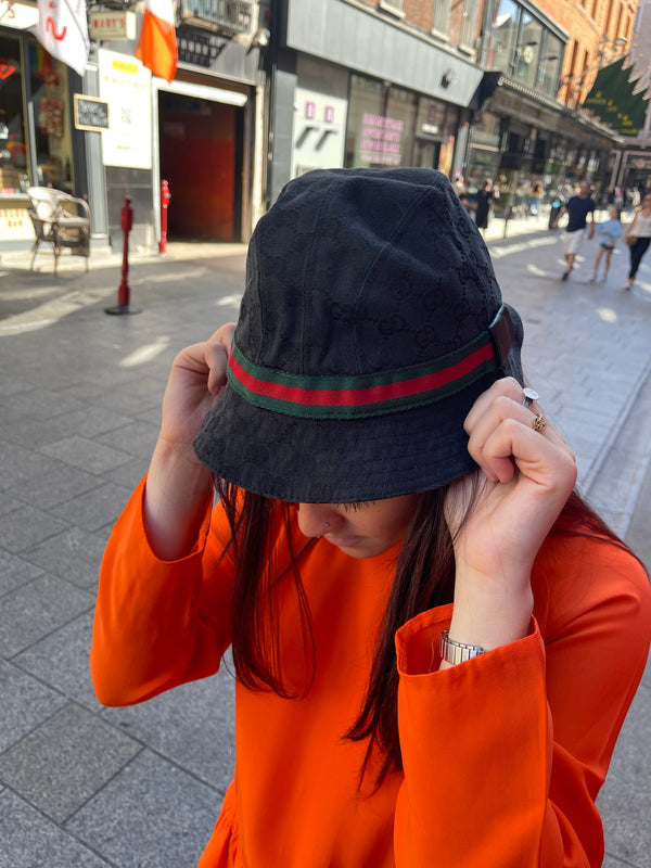 Gucci Black Monogram Bucket Hat