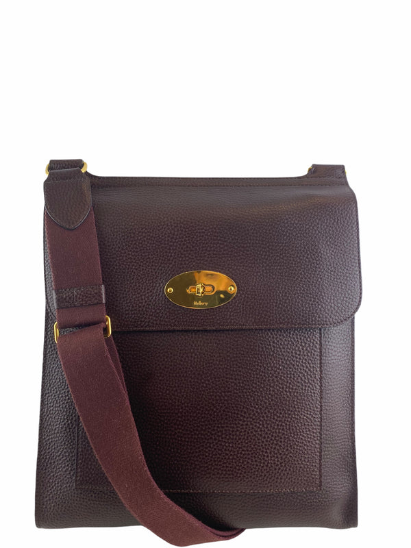 Mulberry Burgundy Leather Large ‘Anthony’ Messenger