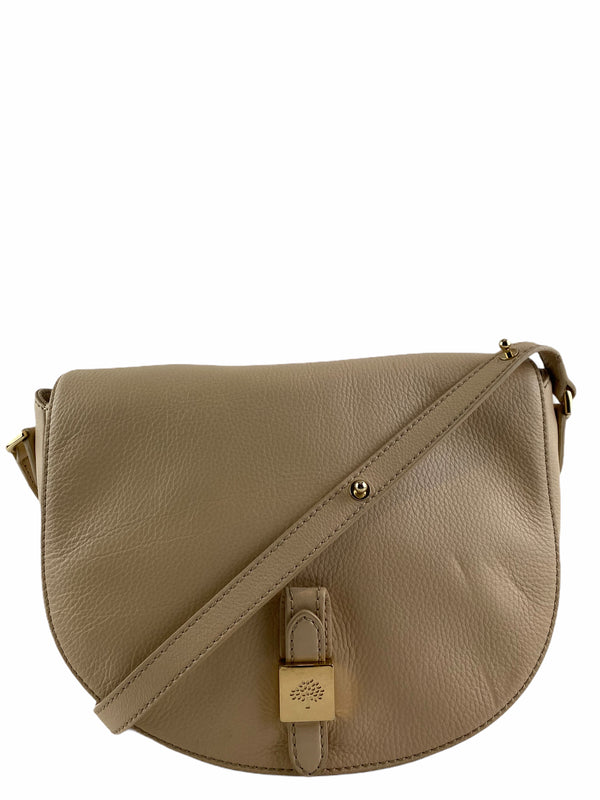 Mulberry Cream Leather “Tessie” Crossbody w/ Adjustable Strap