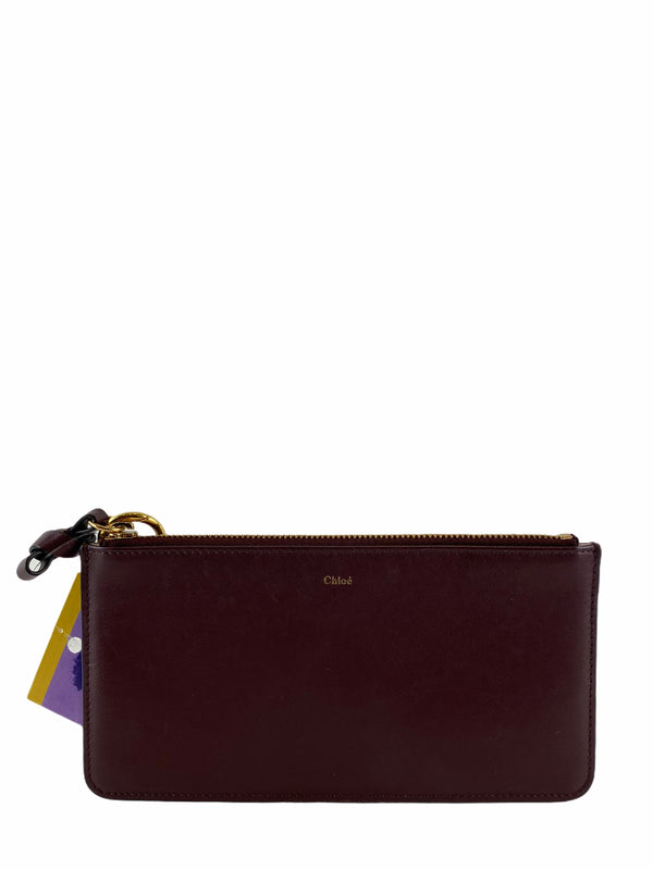 Chloe Burgundy Leather Zippy Wallet