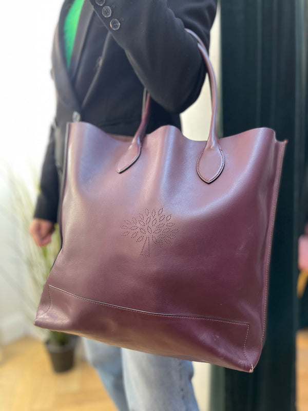 Mulberry Burgundy Leather Tote Bag