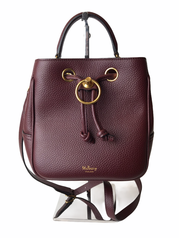 Mulberry Burgundy Leather "Hampstead" Bucket Bag - As Seen on Instagram 14/02/21