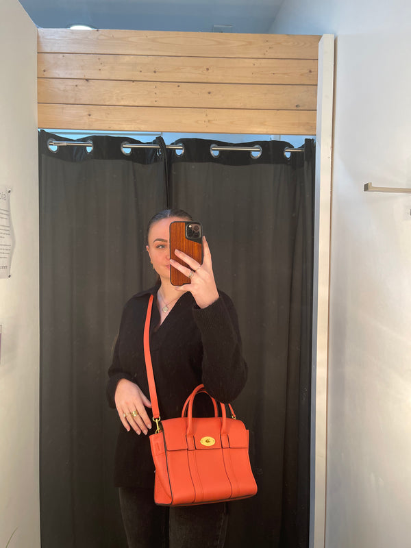 Mulberry Small Coral Leather "Bayswater" Crossbody -