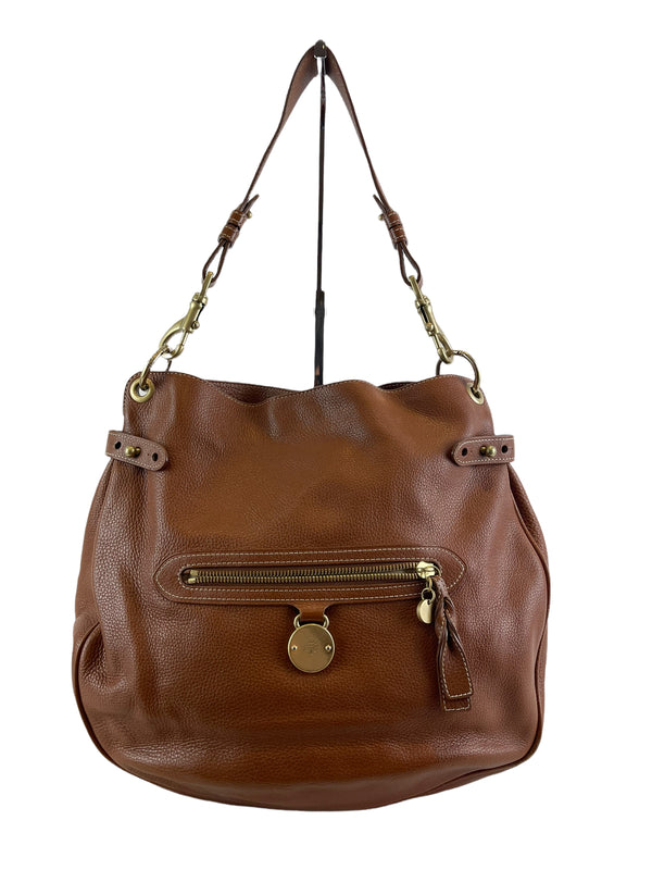 Mulberry Oak Pebbled Leather Shoulder Bag / Hobo