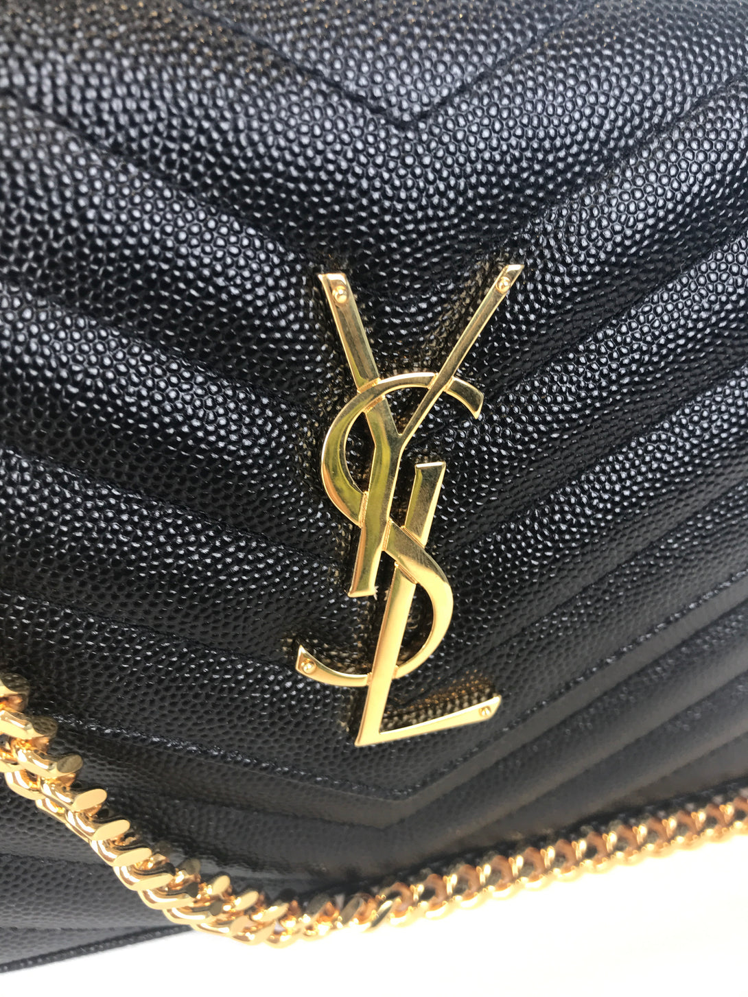 Saint Laurent Black Chevron Leather Wallet on Chain - As Seen on Instagram 16/08/2020 - Siopaella Designer Exchange