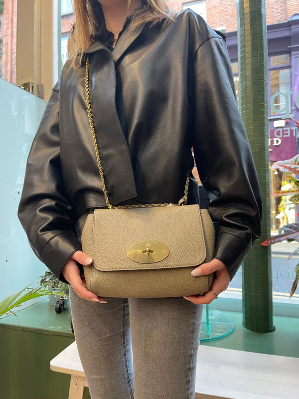 Mulberry Taupe Green Leather 'Lily' Chain Crossbody